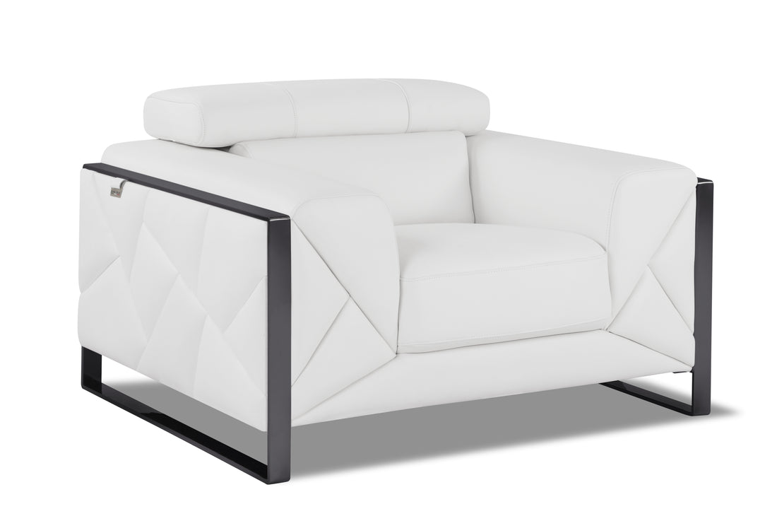 Top Grain Italian Leather Chair White Foam Leather
