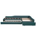 Upholstered Double Twin Size Daybed With Trundle And Drawer, Green Green Plywood