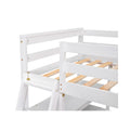 Twin Size Loft Bed With Desk And Shelves, Two Built In Drawers, White Old Sku: Gx000803Aak 1 White Pine