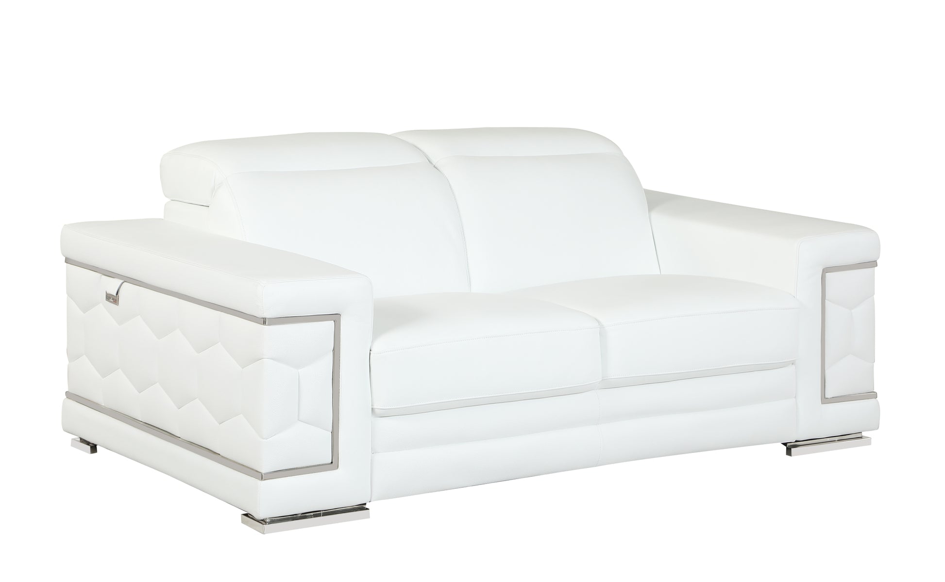 Top Grain Italian Leather Loveseat White Foam Leather