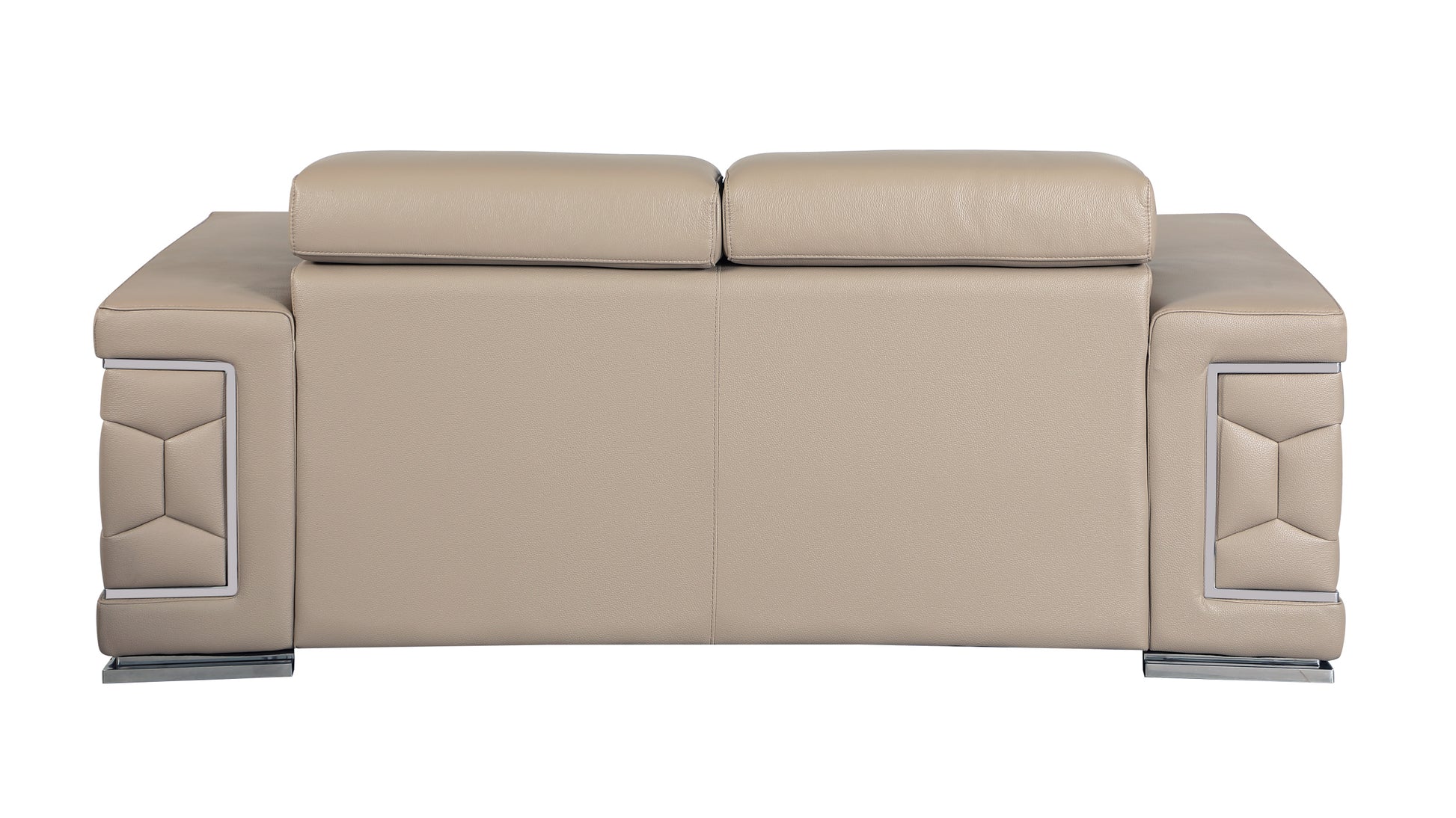 Top Grain Italian Leather Loveseat Beige Foam Leather