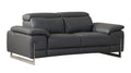 Top Grain Italian Leather Loveseat Dark Gray Foam Leather