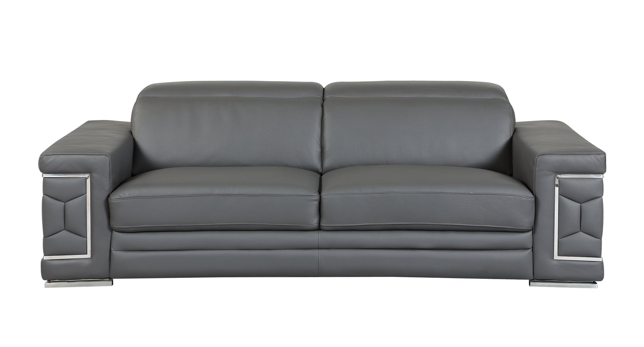 Top Grain Italian Leather Sofa Dark Gray Foam Leather