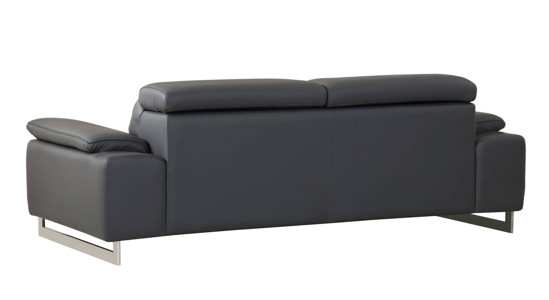 Top Grain Italian Leather Sofa Dark Gray Foam Leather