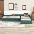 Upholstered Double Twin Size Daybed With Trundle And Drawer, Green Green Plywood