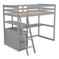 Twin Size Loft Bed With Desk And Shelves, Two Built In Drawers, Gray Old Sku:Gx000803Aae 1 Gray Pine