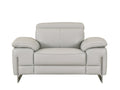 Top Grain Italian Leather Chair Light Gray Foam Leather