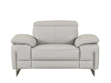 Top Grain Italian Leather Chair Light Gray Foam Leather