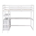 Twin Size Loft Bed With Desk And Shelves, Two Built In Drawers, White Old Sku: Gx000803Aak 1 White Pine