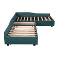 Upholstered Double Twin Size Daybed With Trundle And Drawer, Green Green Plywood