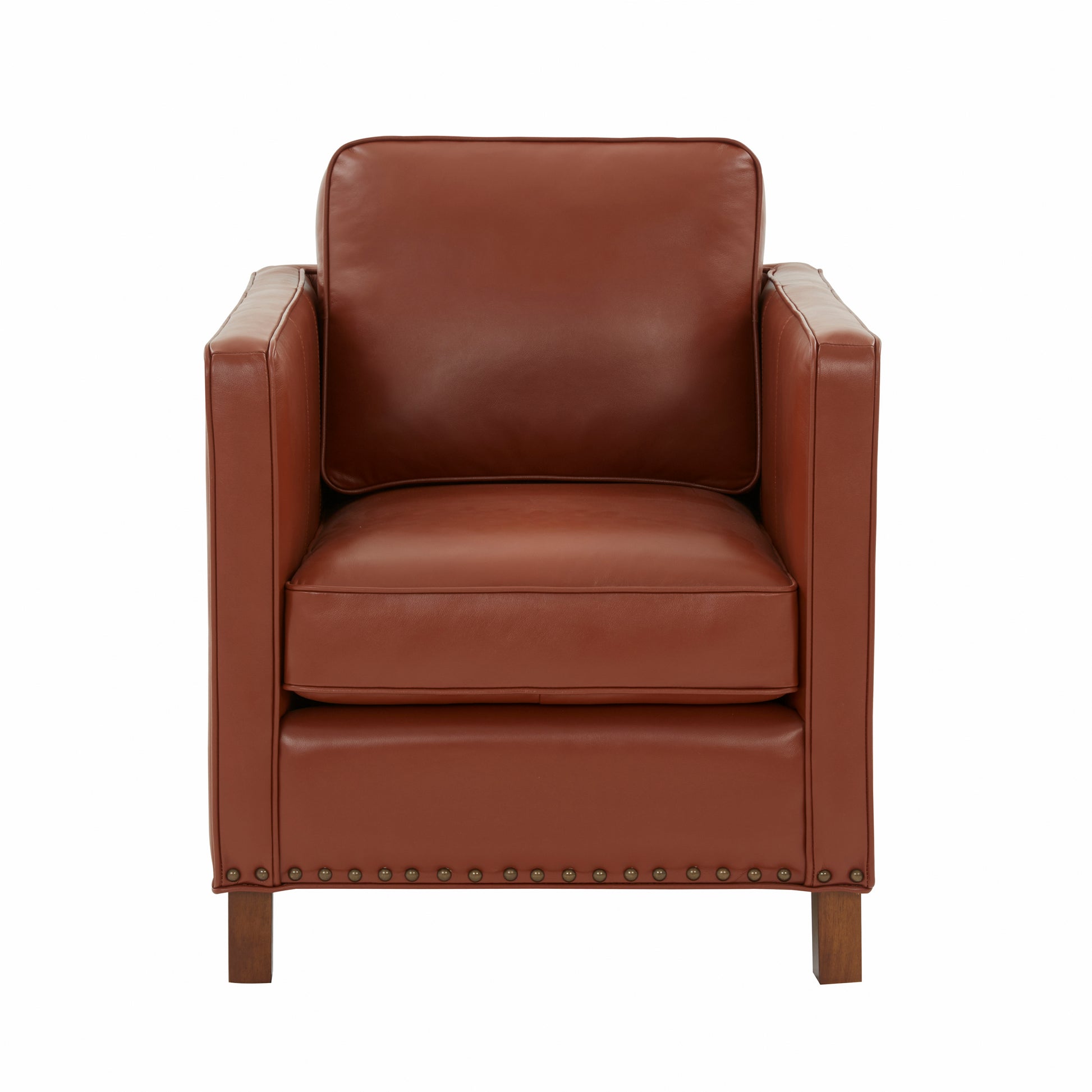 Elizabeth Top Grain Leather Arm Chair Caramel Foam Leather