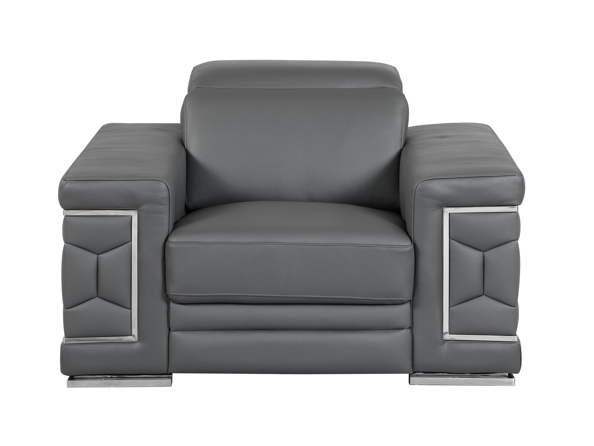 Top Grain Italian Leather Chair Dark Gray Foam Leather
