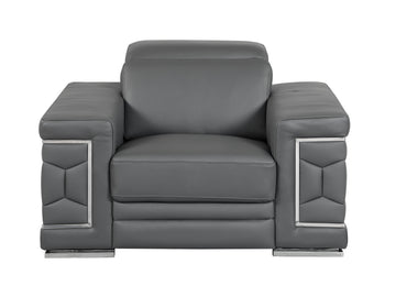 Top Grain Italian Leather Chair Dark Gray Foam Leather