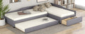 Upholstered Double Twin Size Daybed With Trundle And Drawer, Gray Gray Plywood