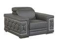 Top Grain Italian Leather Chair Dark Gray Foam Leather
