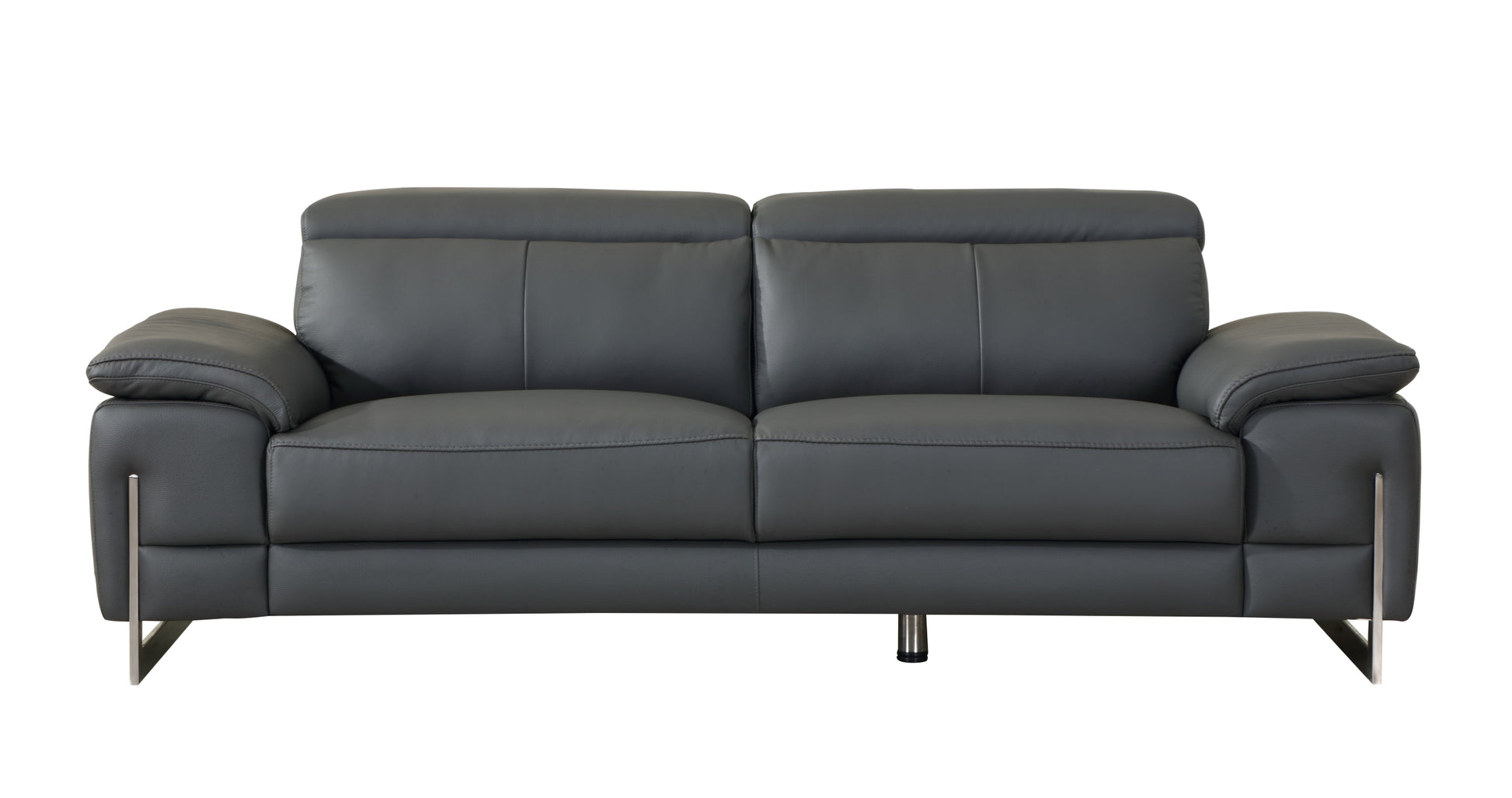 Top Grain Italian Leather Sofa Dark Gray Foam Leather