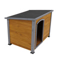 Dog House Outdoor & Indoor Wooden Dog Kennel For Winter With Raised Feet Weatherproof For Large Dogs Natural Solid Wood