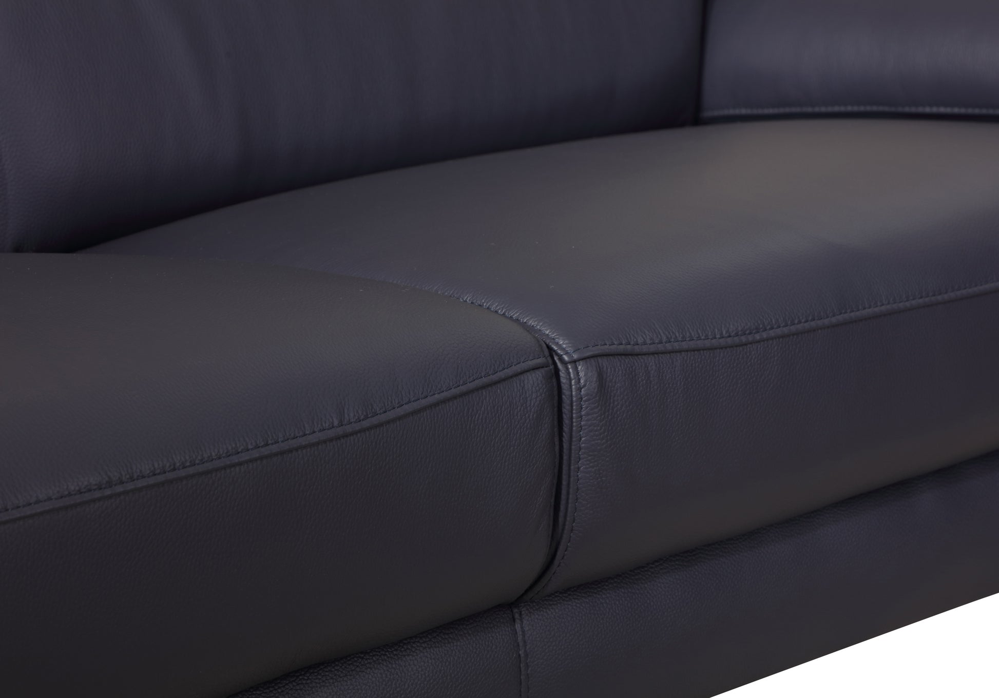 Top Grain Italian Leather Sofa Navy Foam Leather