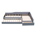 Upholstered Double Twin Size Daybed With Trundle And Drawer, Gray Gray Plywood