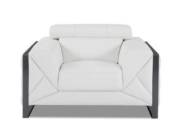 Top Grain Italian Leather Chair White Foam Leather