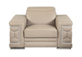 Top Grain Italian Leather Chair Beige Foam Leather