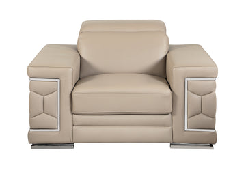 Top Grain Italian Leather Chair Beige Foam Leather