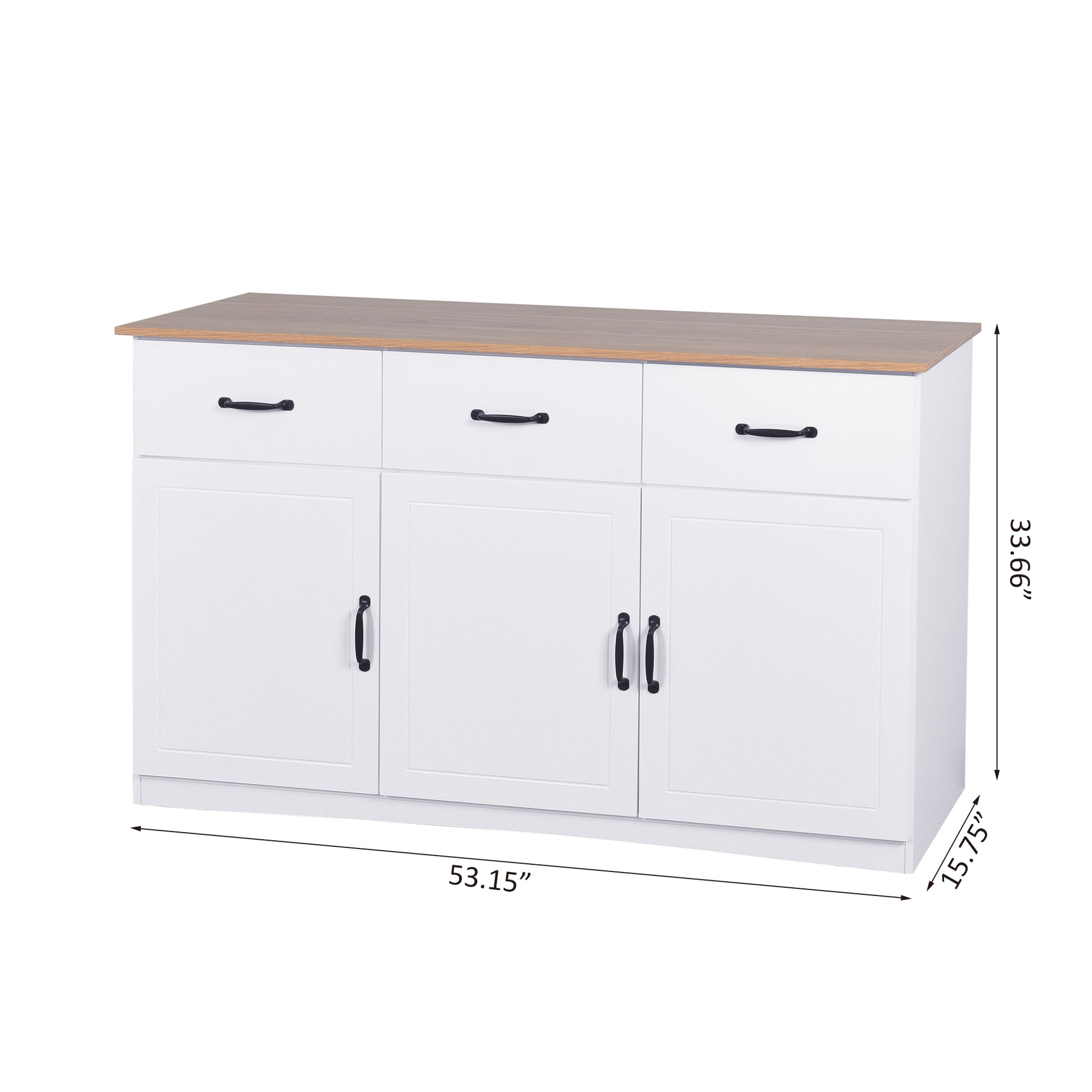 White Buffet Cabinet With Storage, Kitchen Sideboard With 3 Doors And 3 Drawers, Coffee Bar Cabinet, Storage Cabinet Console Table For Living Room White Mdf