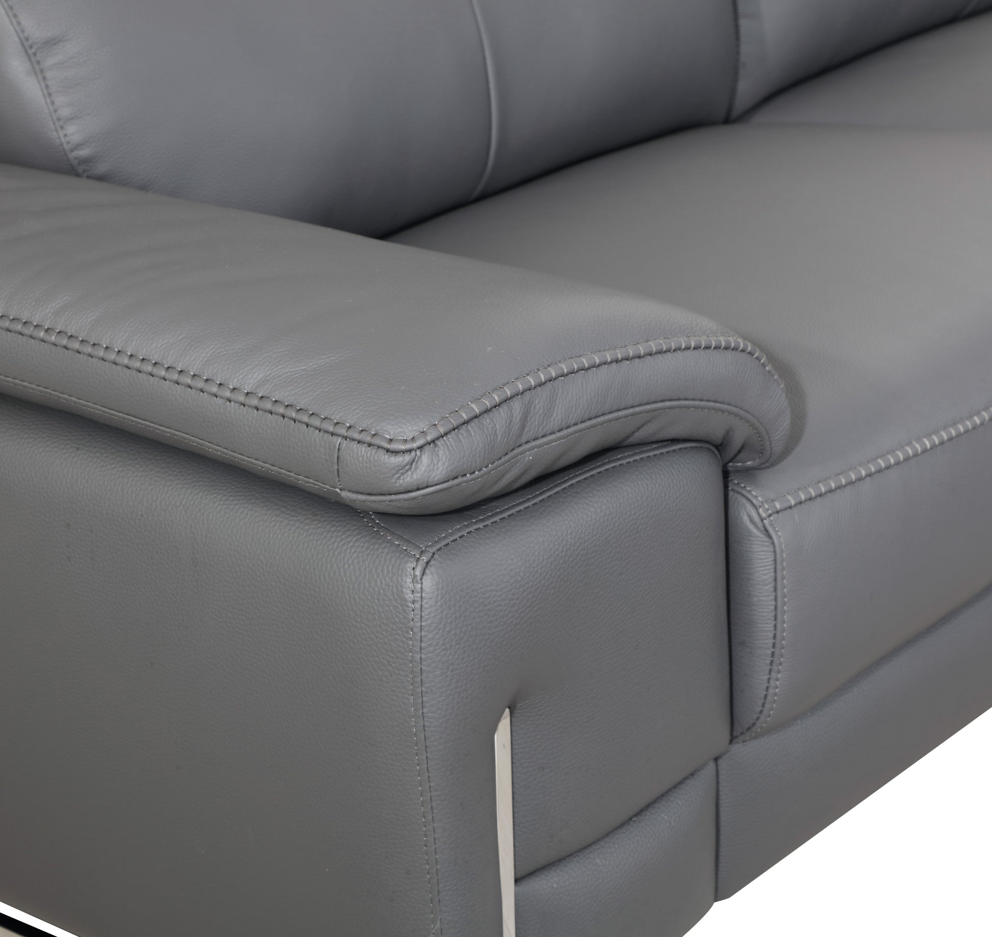 Top Grain Italian Leather Loveseat Dark Gray Foam Leather