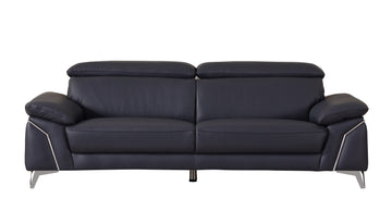 Top Grain Italian Leather Sofa Navy Foam Leather