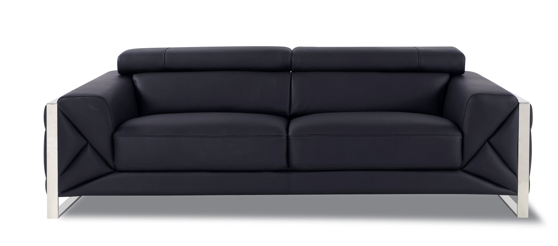 Top Grain Italian Leather Sofa Black Foam Leather