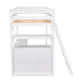 Twin Size Loft Bed With Desk And Shelves, Two Built In Drawers, White Old Sku: Gx000803Aak 1 White Pine