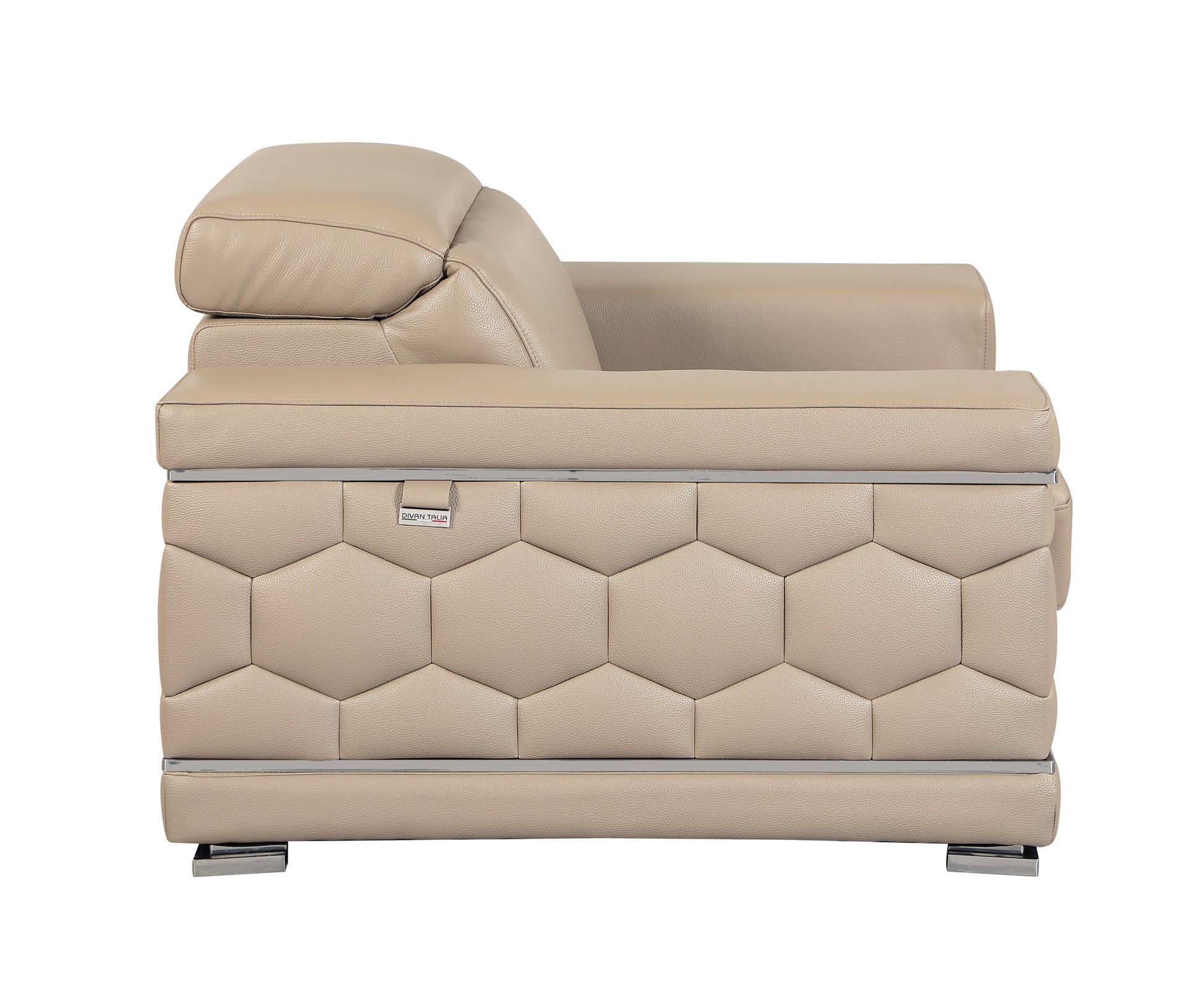 Top Grain Italian Leather Chair Beige Foam Leather