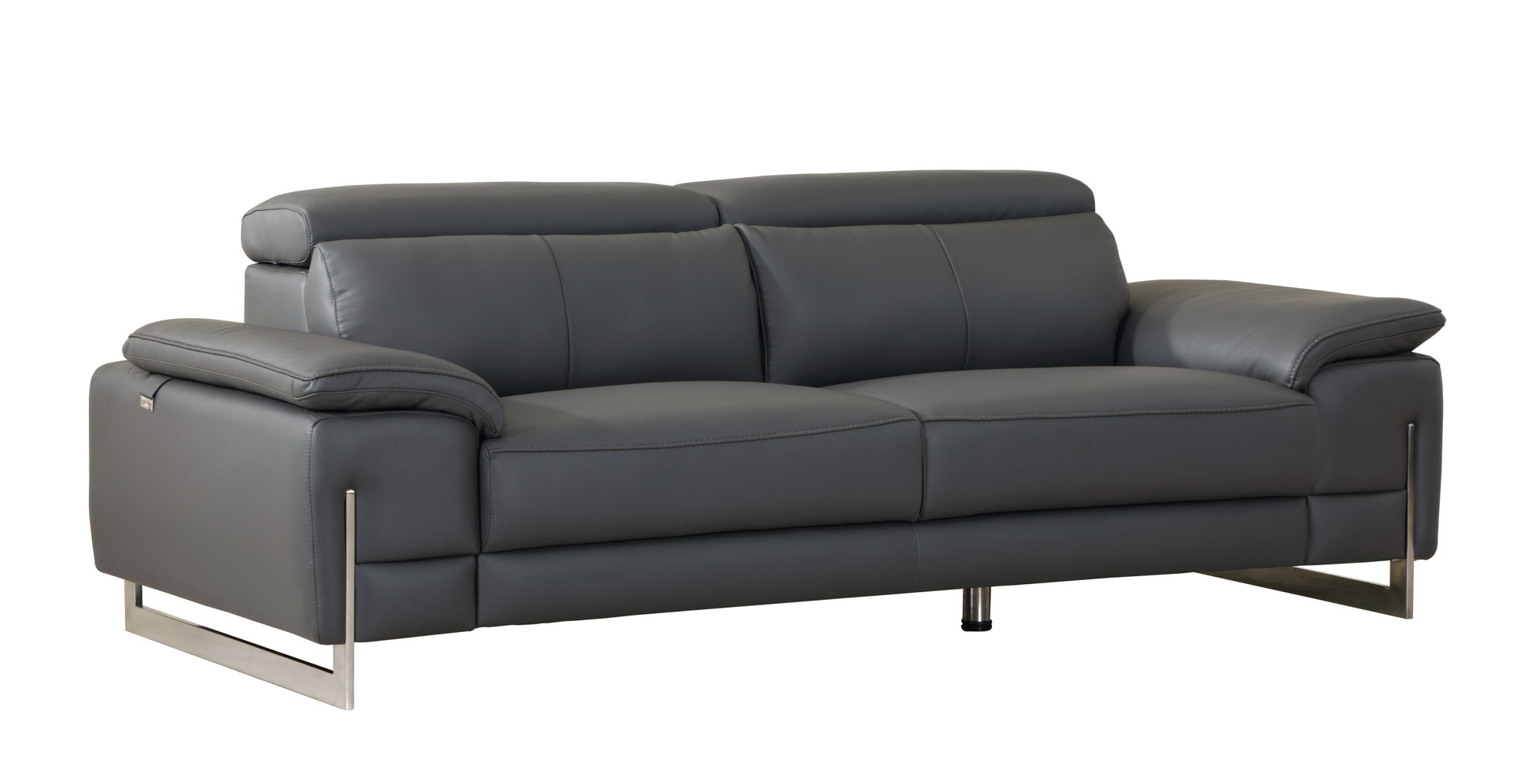 Top Grain Italian Leather Sofa Dark Gray Foam Leather