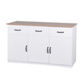 White Buffet Cabinet With Storage, Kitchen Sideboard With 3 Doors And 3 Drawers, Coffee Bar Cabinet, Storage Cabinet Console Table For Living Room White Mdf