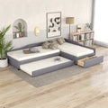 Upholstered Double Twin Size Daybed With Trundle And Drawer, Gray Gray Plywood