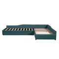 Upholstered Double Twin Size Daybed With Trundle And Drawer, Green Green Plywood