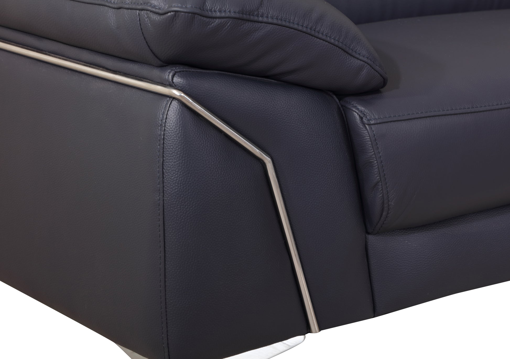 Top Grain Italian Leather Sofa Navy Foam Leather