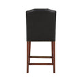 Blaire Stationary Brown Faux Leather Counter Stool With Nail Heads Dark Brown Foam Fabric