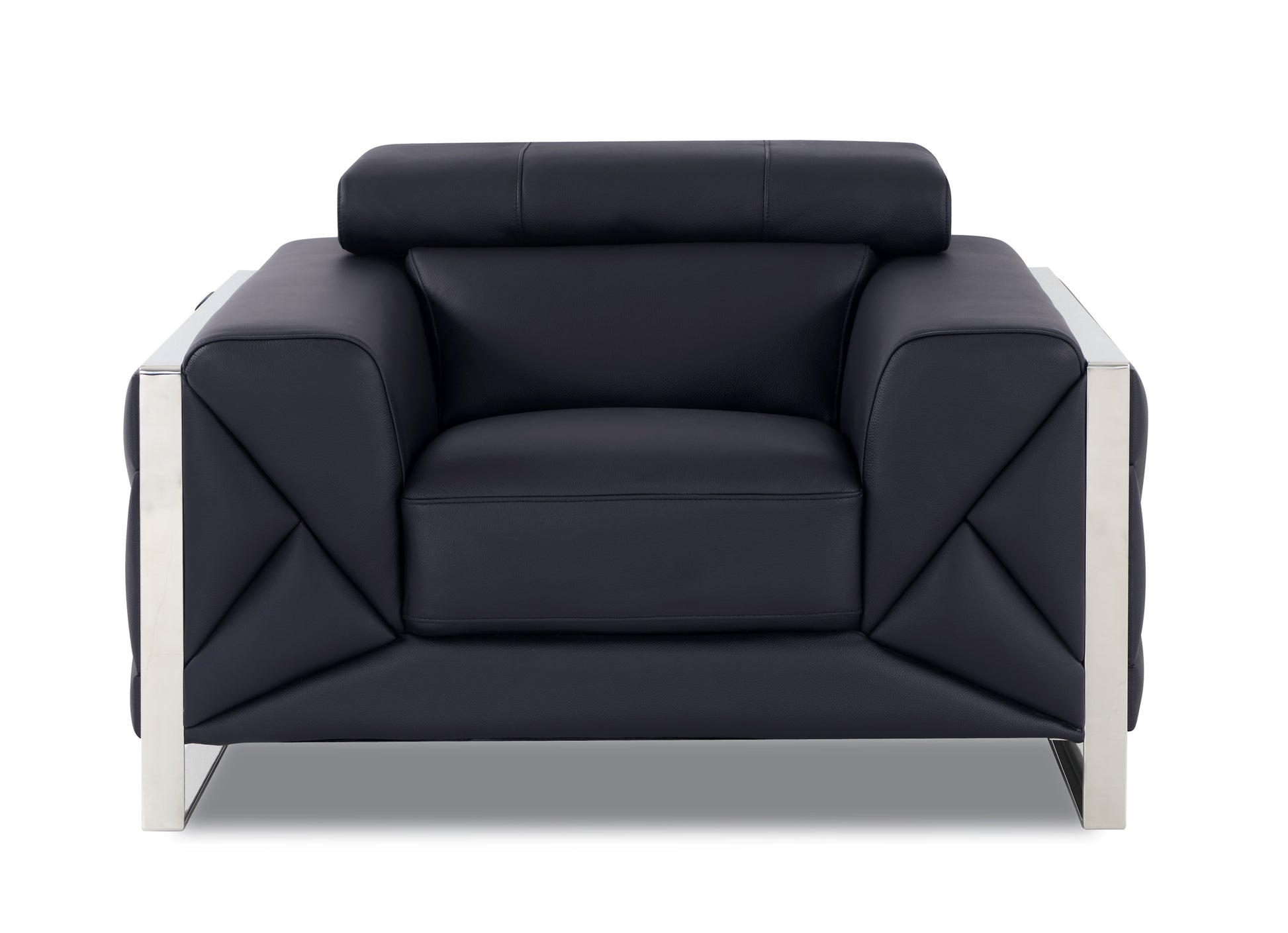 Top Grain Italian Leather Chair Black Foam Leather