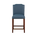 Blaire Stationary Blue Faux Leather Counter Stool With Nail Heads Blue Foam Fabric