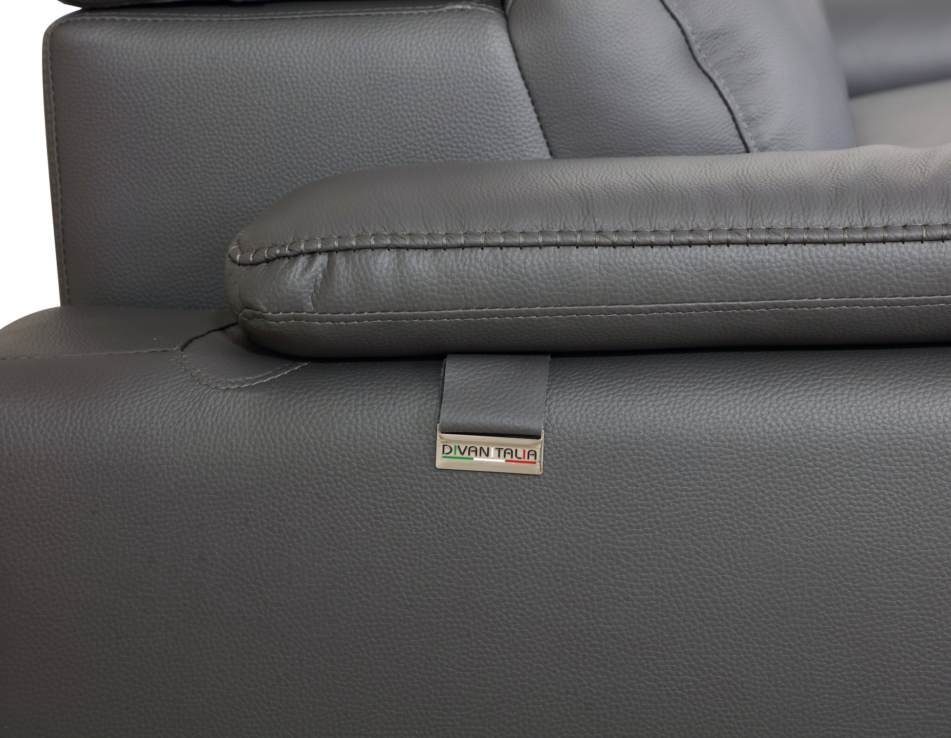 Top Grain Italian Leather Chair Dark Gray Foam Leather