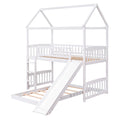 Twin Over Twin Bunk Bed With Slide, House Bed With Slide, White Old Sku: Lt000214Aak White Solid Wood