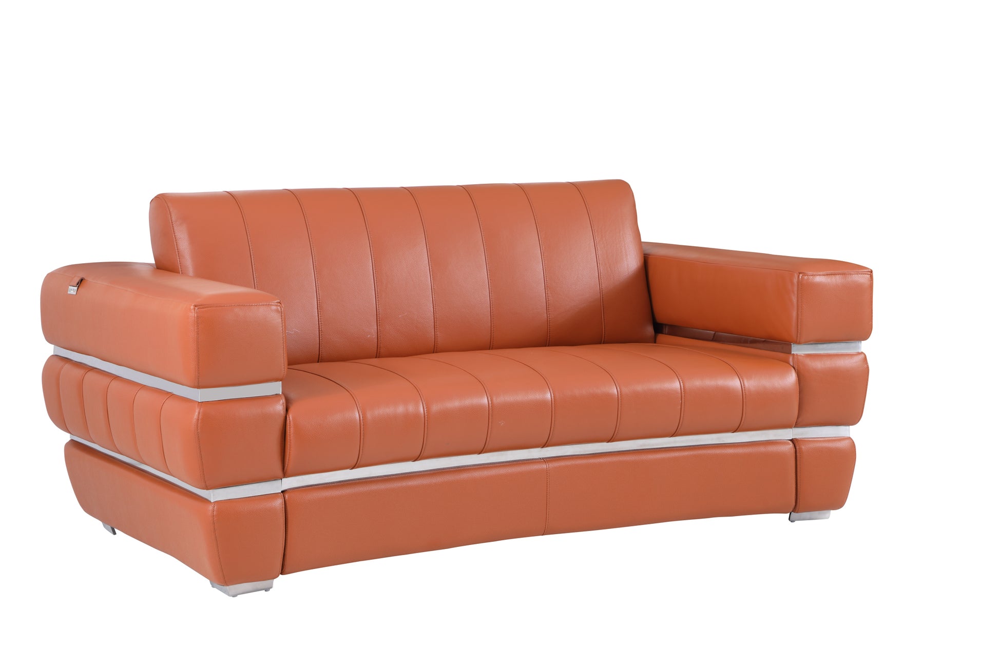 Top Grain Italian Leather Loveseat Camel Foam Leather