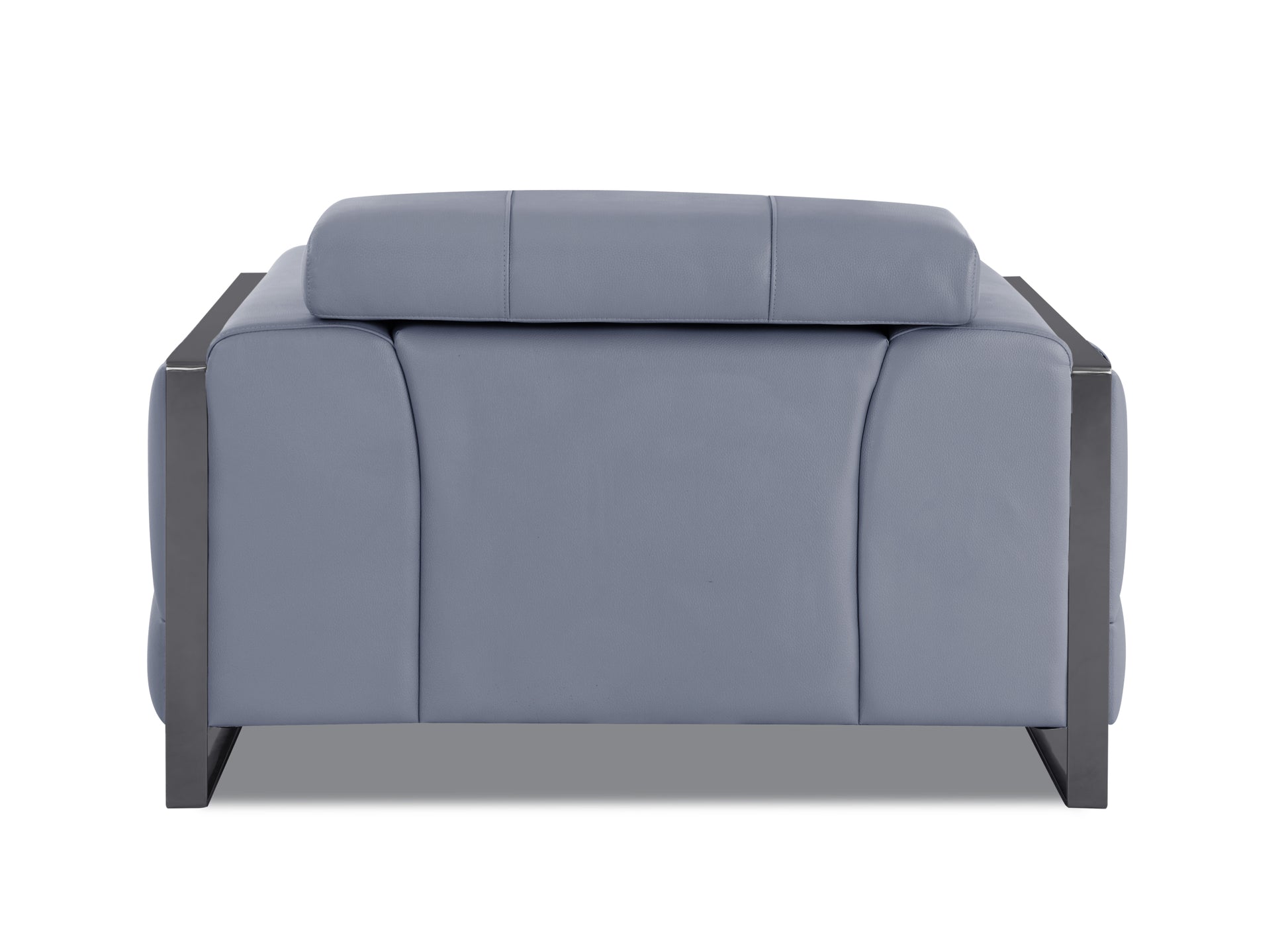 Top Grain Italian Leather Chair Light Blue Foam Leather
