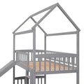 Twin Over Twin Bunk Bed With Slide, House Bed With Slide, Gray Old Sku: Lt000214Aae Gray Solid Wood