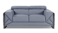 Top Grain Italian Leather Loveseat Light Blue Foam Leather