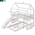 Twin Over Twin Bunk Bed With Slide, House Bed With Slide, White Old Sku: Lt000214Aak White Solid Wood