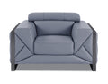 Top Grain Italian Leather Chair Light Blue Foam Leather