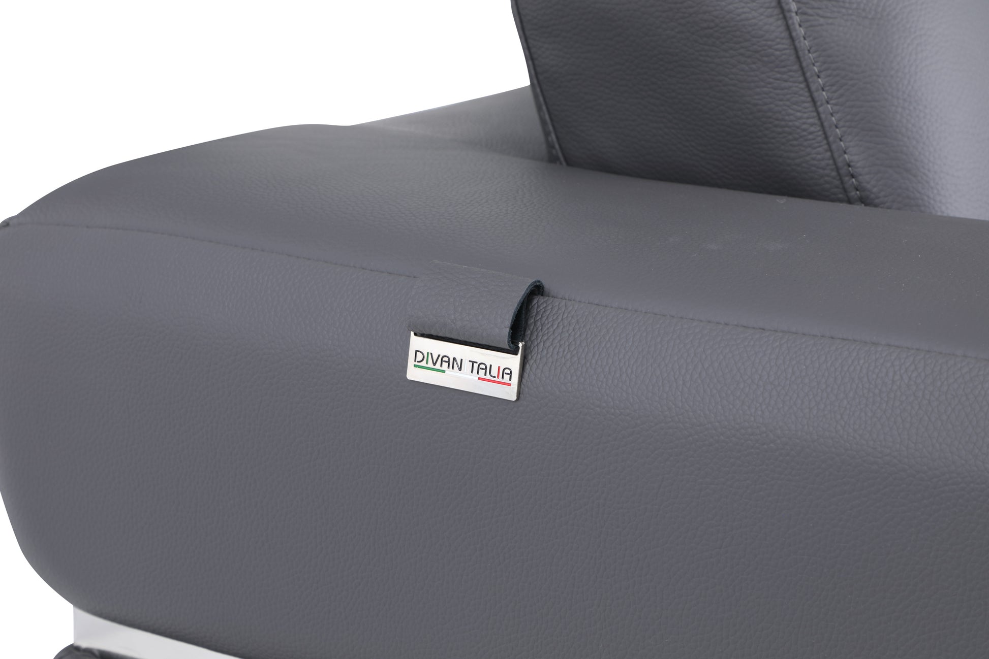 Top Grain Italian Leather Chair Dark Gray Foam Leather