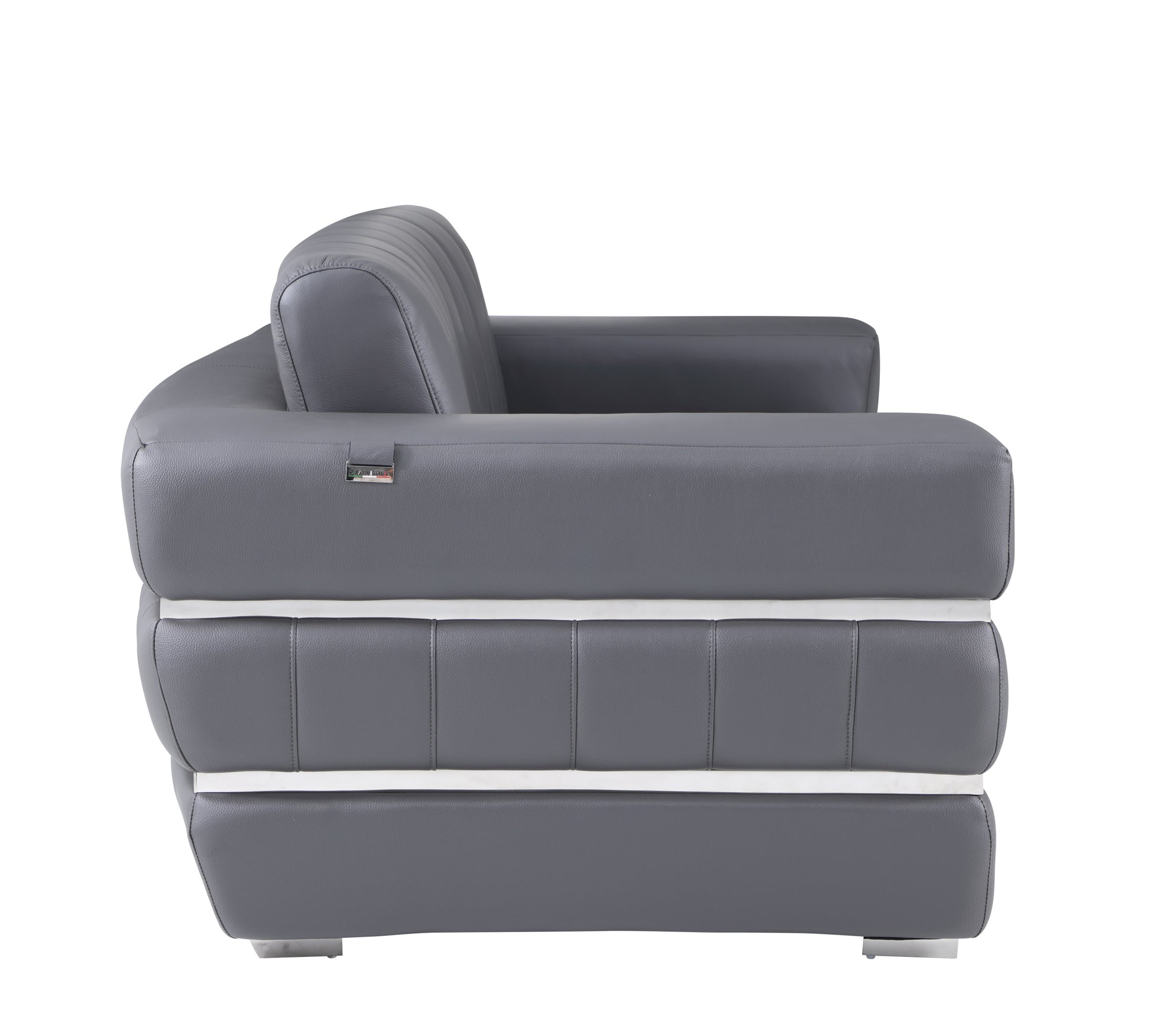 Top Grain Italian Leather Chair Dark Gray Foam Leather